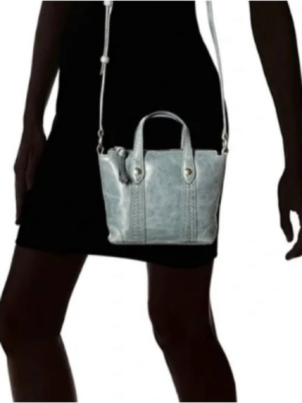 BNWNT Frye Mini Melissa Distressed Gray Leather Crossbody w/ adjustable strap